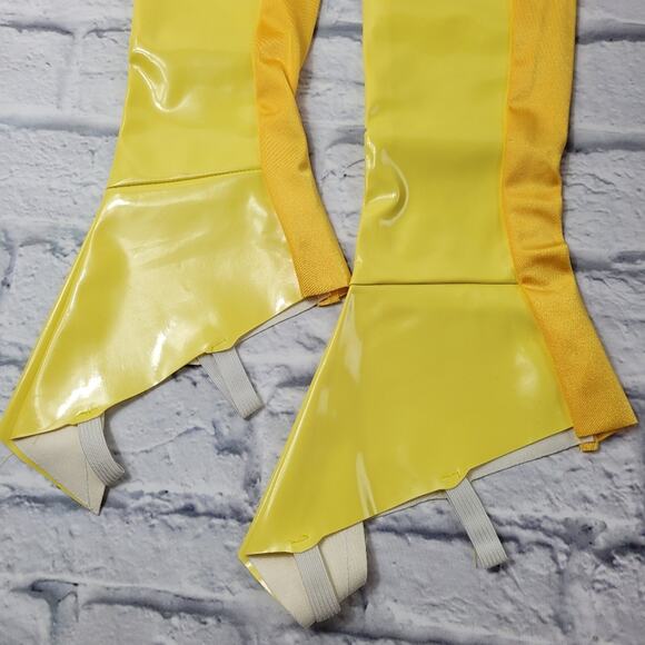 Charades Mod Go Go Flower Power Velour Dress Shiny Yellow Boots & Hat Costume XL - Picture 12 of 15